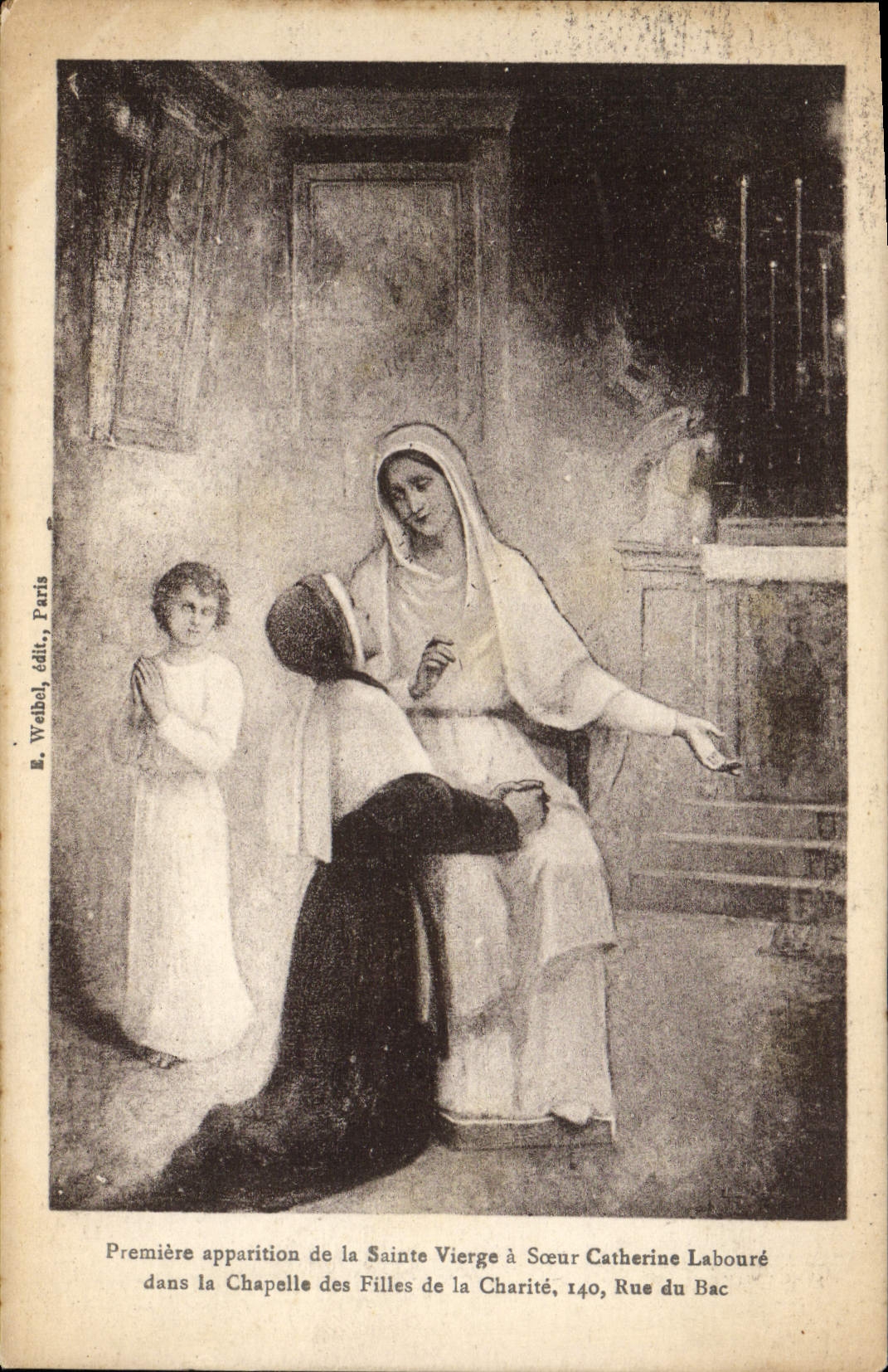 CPA Premiere Apparition De La Sainte Vierge A Soeur Catherine Laboure Chapelle des filles de la charite