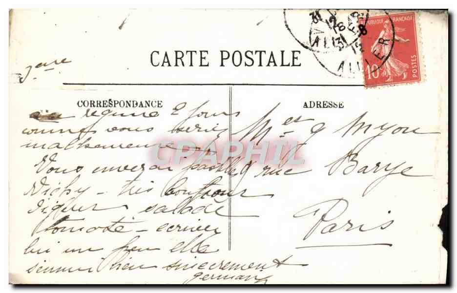 CPA Vichy La Source Mesdames — Verso
