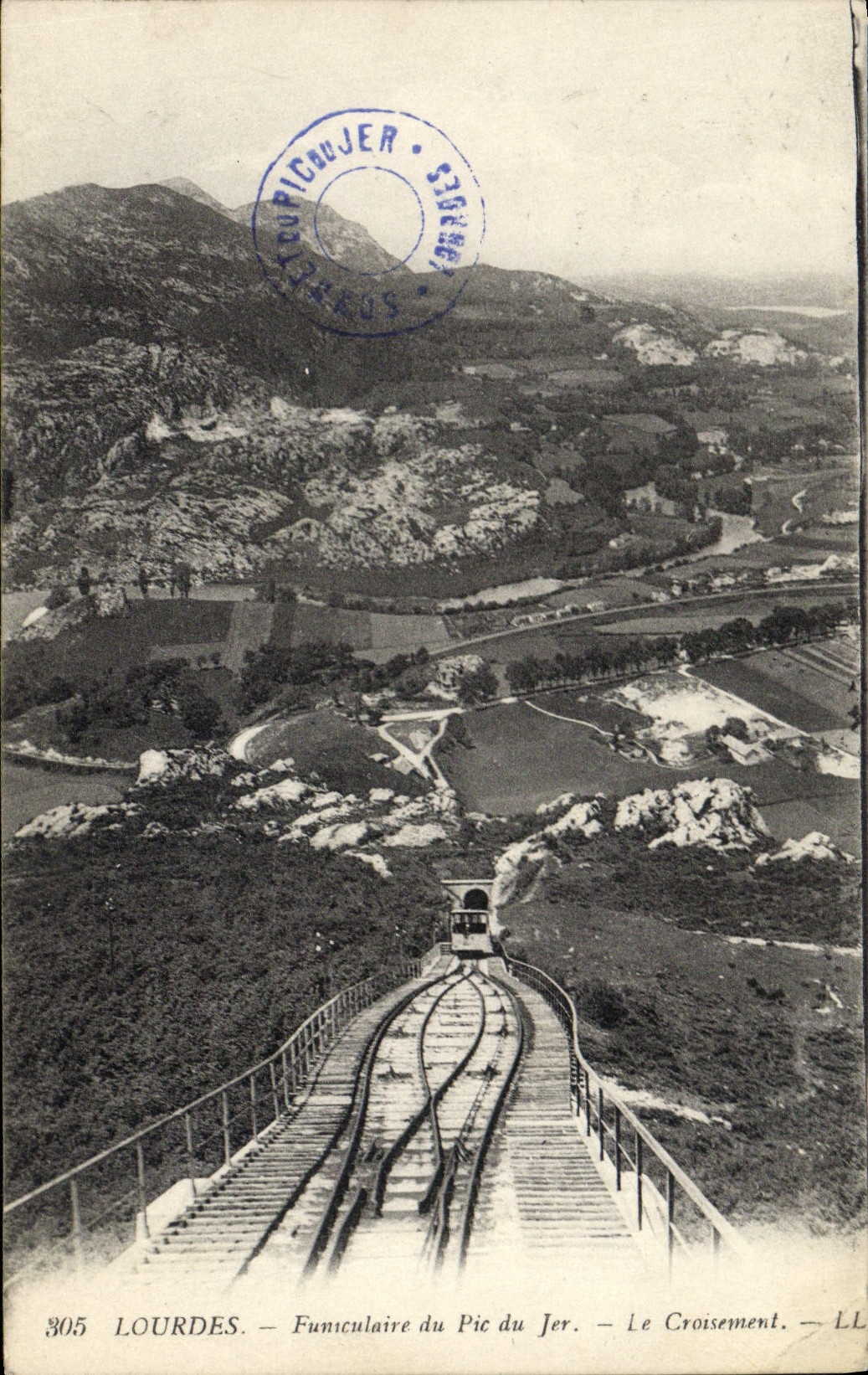 CPA Lourdes Funculaire du Pic du Jer Le croisement
