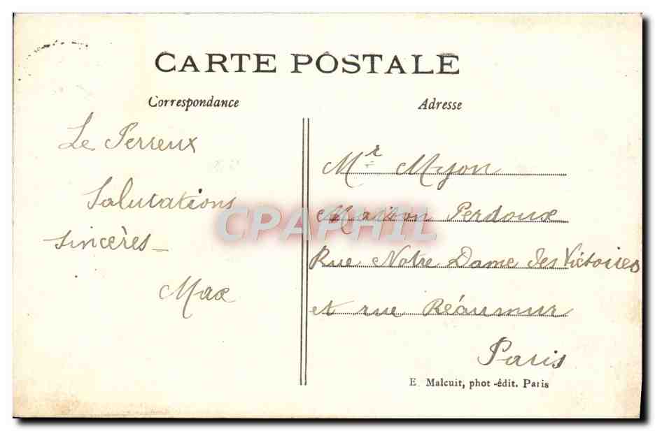 Les Bords de la Marne — Nogent-le Perreux — L'Île d'Amour — E. M. — Verso