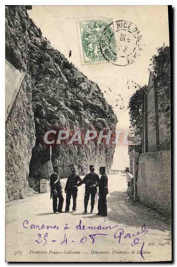 CPA Douane Douanes Frontiere Franco italienne Douaniers francais et italiens