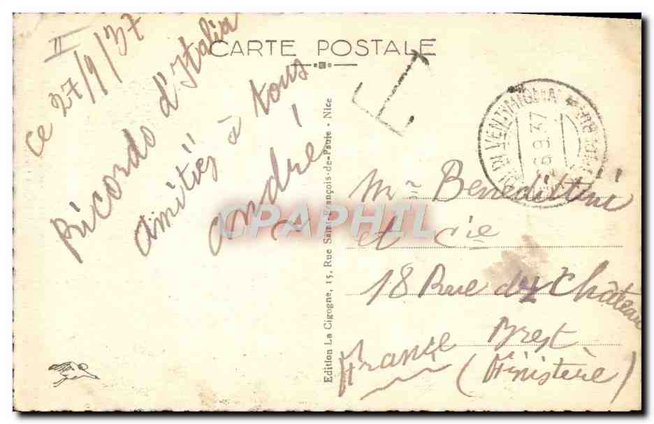 CPA Douane Douanes Menton La frontiere italienne Douaniers francais et italien  — Rückseite