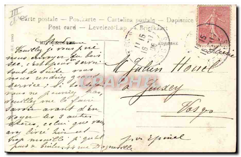 CPA Douane Douanes Frontiere Franco allemande Schlucht — Rückseite