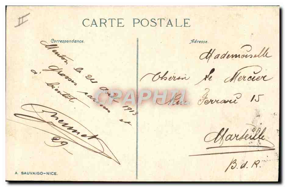CPA Douane Douanes Menton Frontiere italienne Douaniers Francais et italiens  — Verso
