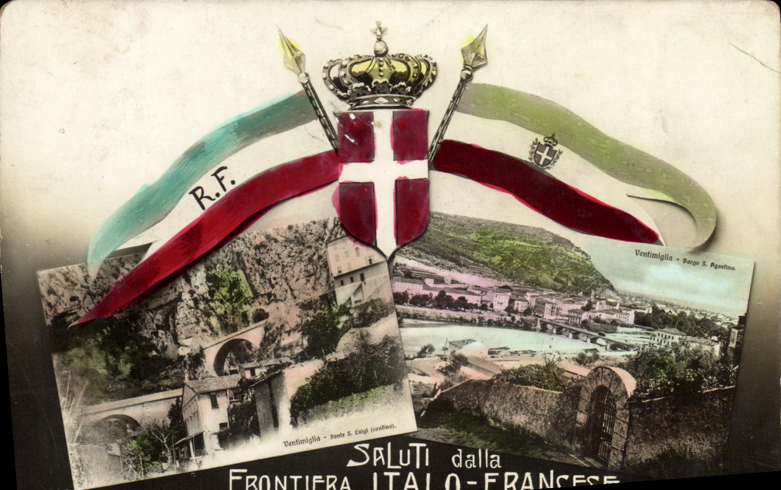 CPA Douane Douanes Saluti dalla Frontiere Italo Francese