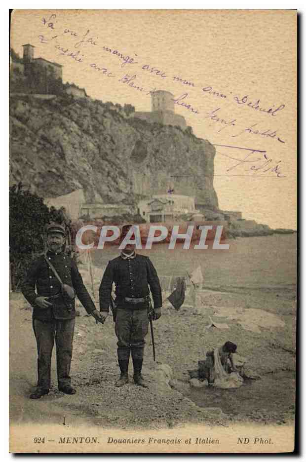 CPA Douane Douanes Menton Douaniers Francais et Italien 