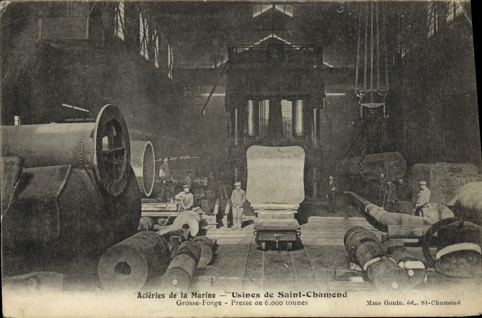 CPA Industrie Usine Acieries de la marine Usines de Saint Chamond Grosse forge Presse de 6000 tonnes 