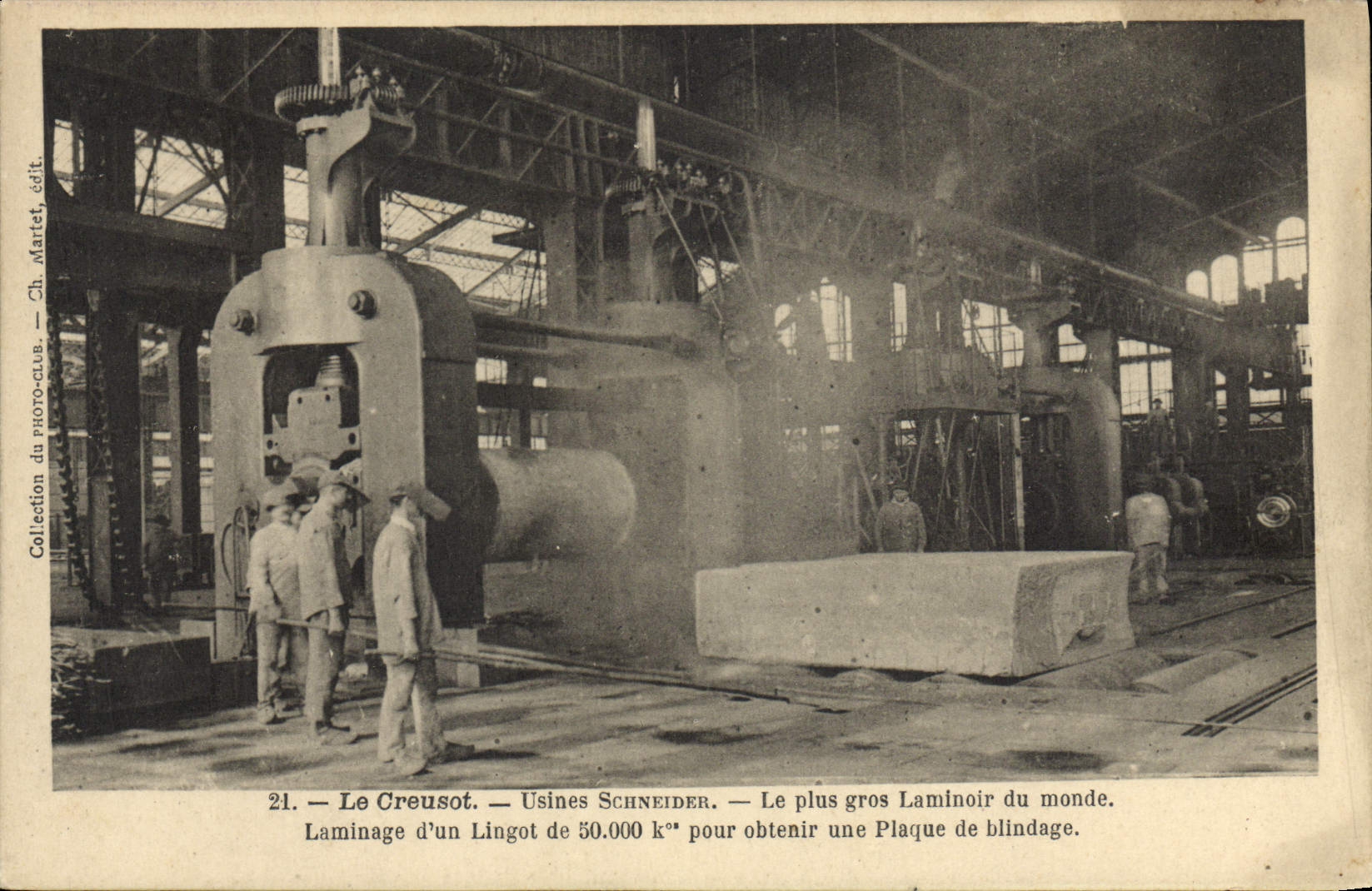 CPA Industrie Usine Etablissements de MM Schneider & Co Le plus laminoire du monde Laminage d'un lingot 