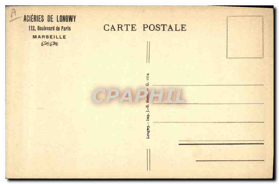CPA Industrie Usine Acieries de Longwy Blooming III — Rückseite