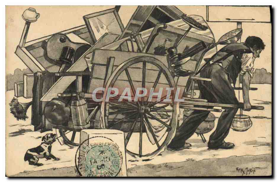 CPA Demenagement Chien Illustrateur Morin 