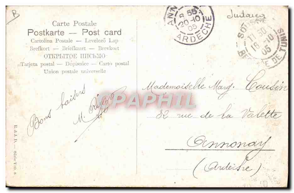 CPA Judaica Juif Tunisie Promenade de Juifs — Rückseite