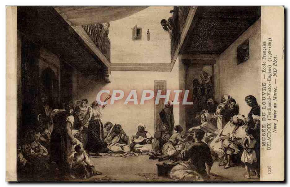 Scène de vie marocaine — Musée du Louvre — École Française (Ferdinand-Victor-Eugène Delacroix, 1798-1863) — N° 1228