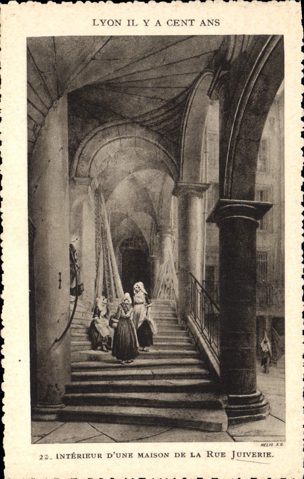 CPA Judaica Juif Lyon il ya cent ans Interieur d'une maison de la rue Juiverie 