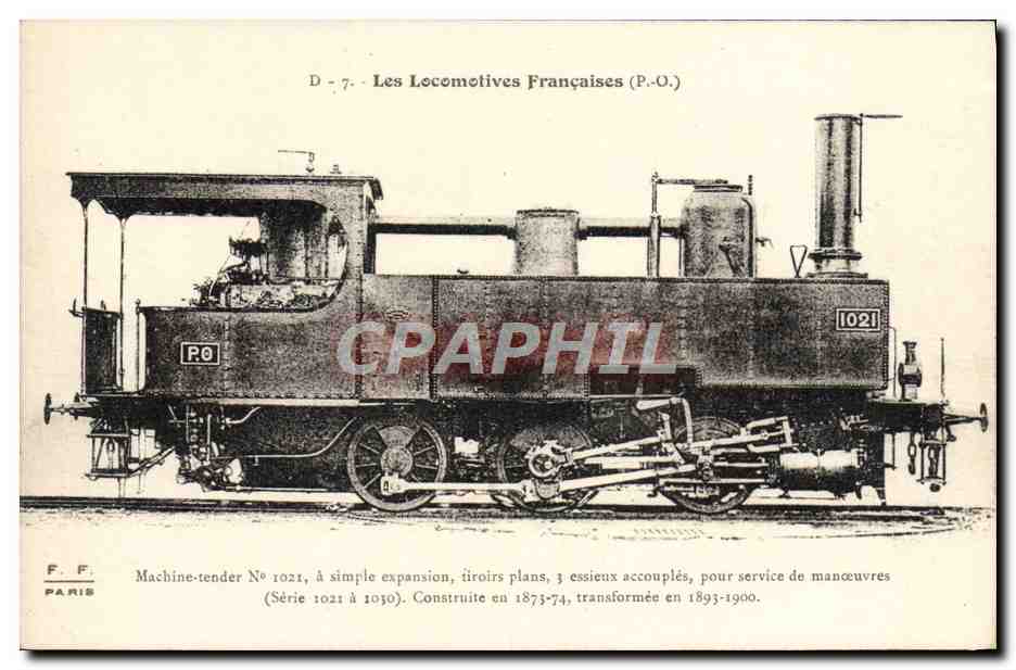 CPA Train Locomotive Machine tender 1021 a simple expansion