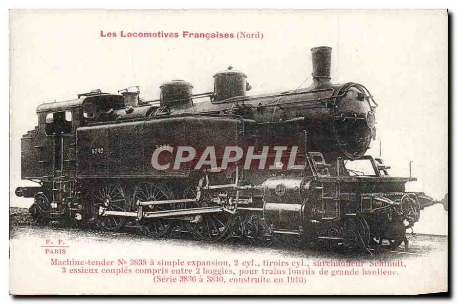 CPA Train Locomotive Machine tender 3838 a simple expansion 