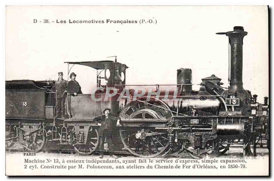 CPA Train Locomotive machine 13 a essieux independants