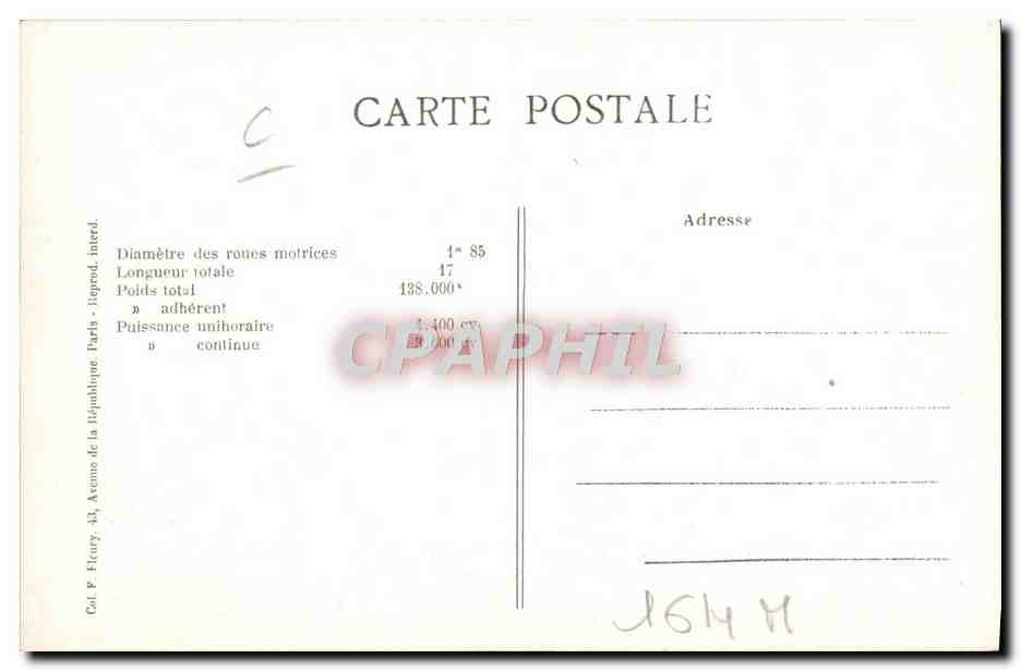 CPA Train Locomotive electrique E 401 2 D2 pour trains rapides type Ganz Budapest — Verso