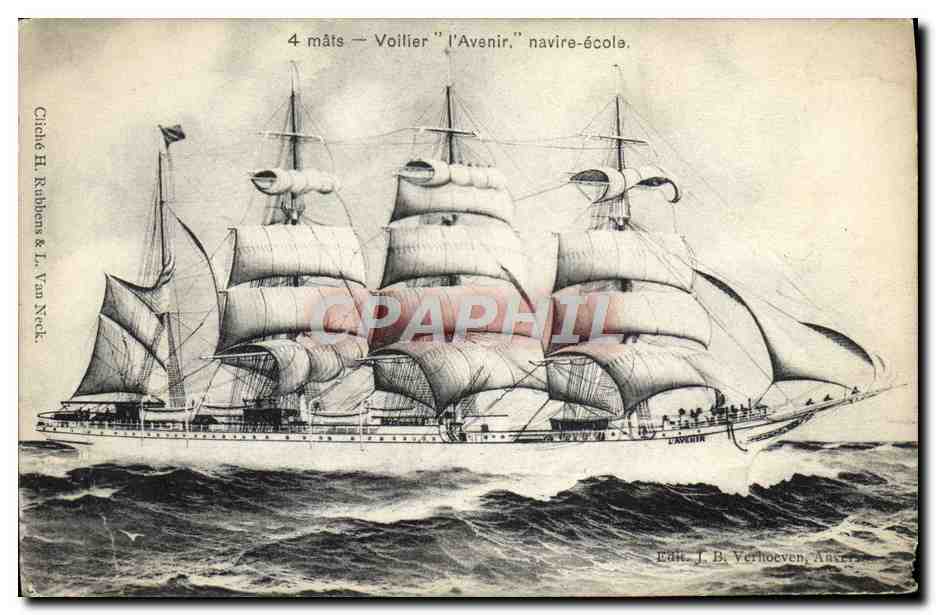 CPA Bateau Voilier 4 mats Voilier L'avenir Navire ecole