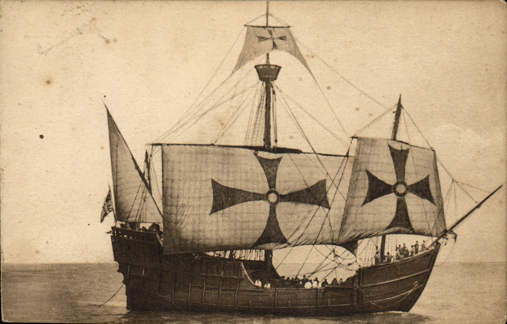 CPA Bateau Voilier Carabela Santa Maria vista de estribor 