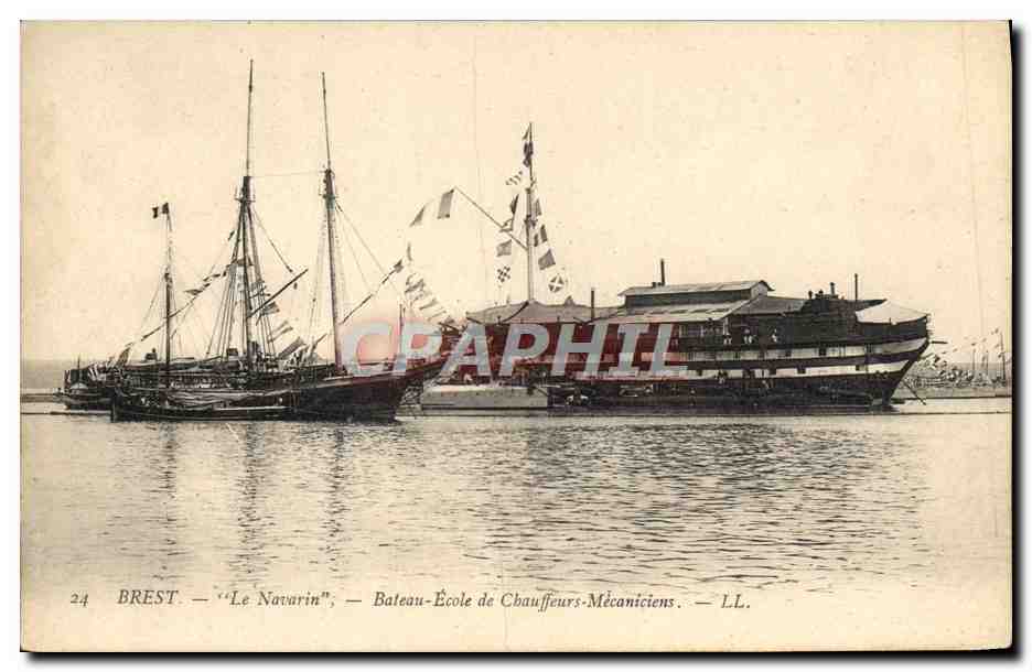 BREST — "Le Navarin" — Barco-Escuela para Mecánicos — LL.