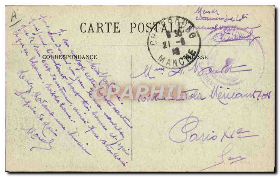 Gros temps sur les Côtes Normandes — Quatre mâts toutes voiles dehors — Collection F. C., Cherbourg — Reverso