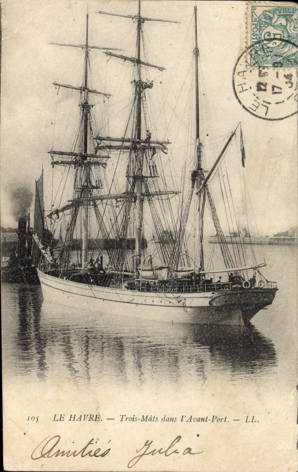 LE HAVRE — Trois-Mâts dans l'Avant-Port — LL. — N° 105