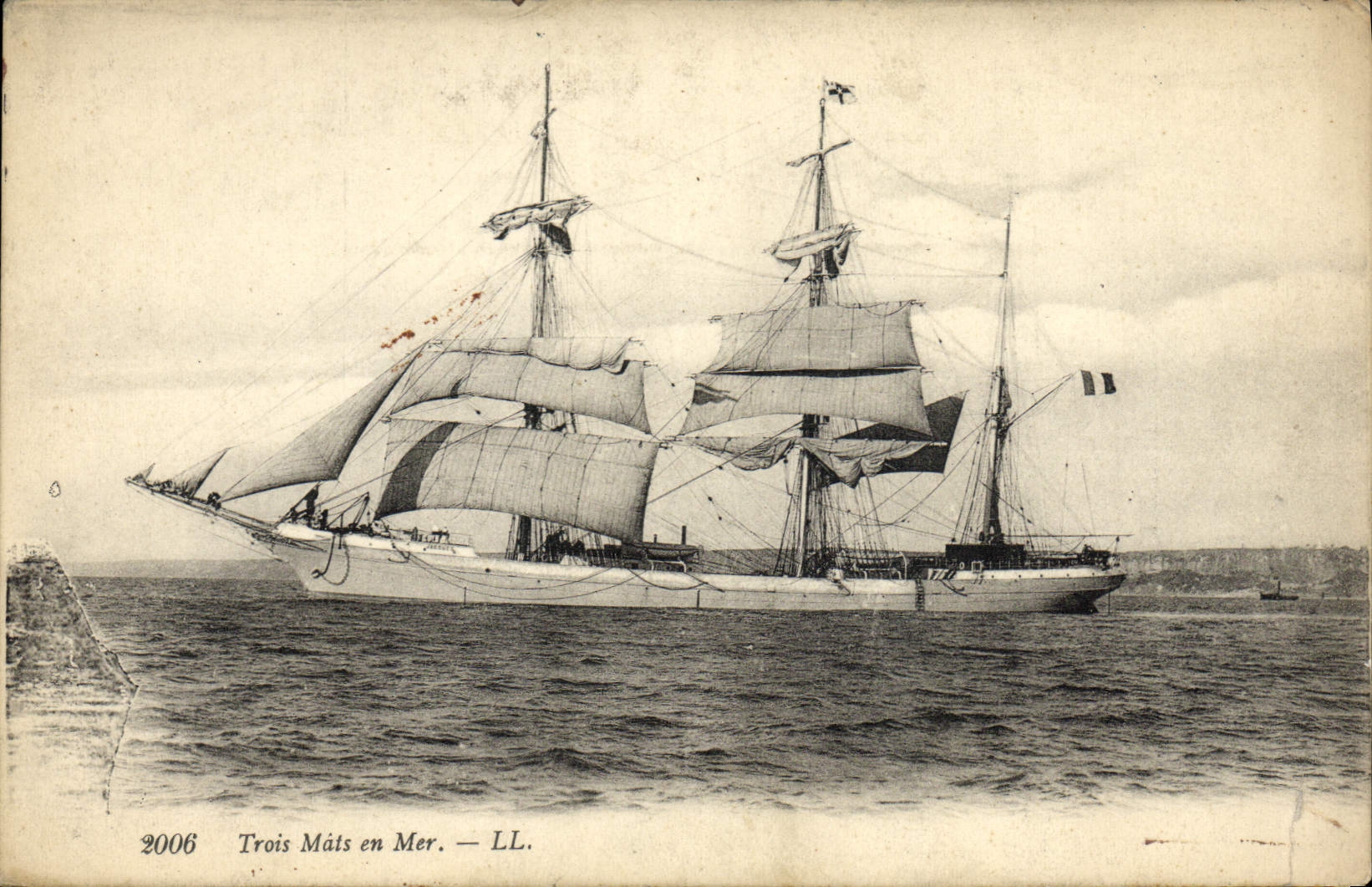 CPA Bateau Voilier Trois mats en mer 