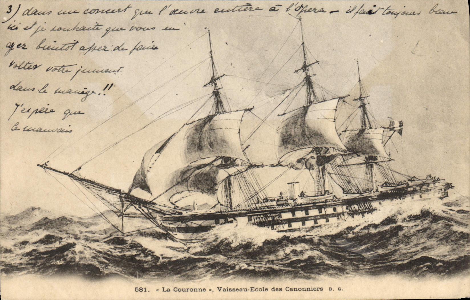 La Couronne — Vaissseau-Ecole des Canoniers — B. G.