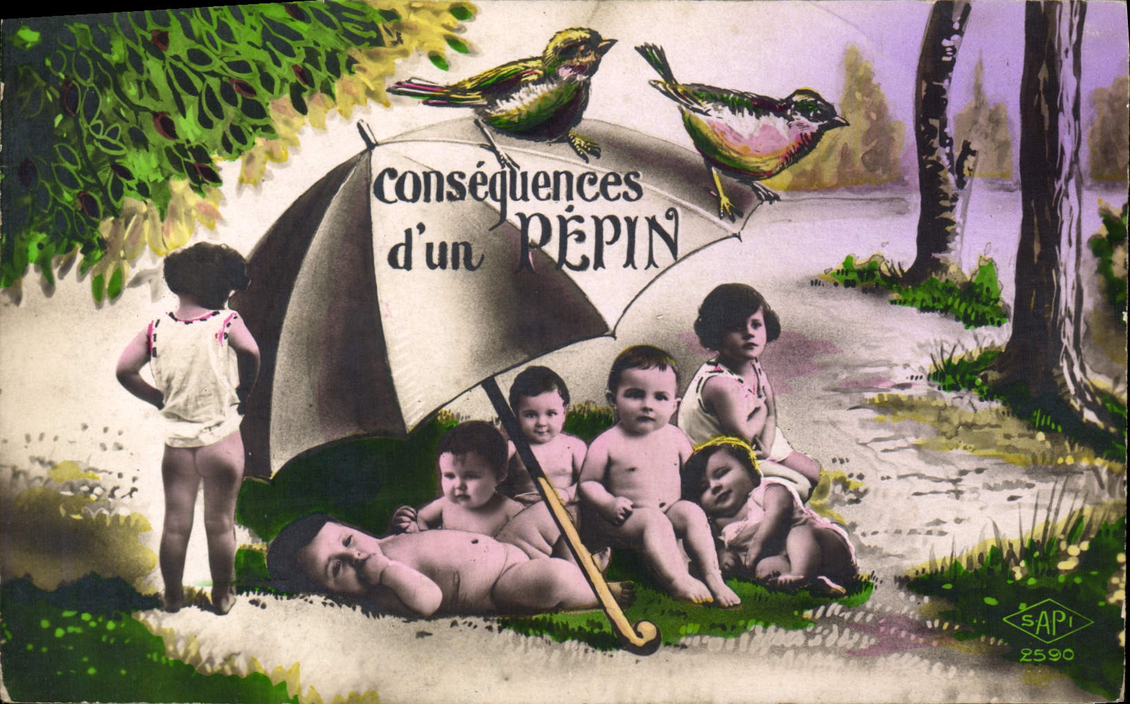 CPA Fantaisie Enfant Bebe Consequence d'un pepin