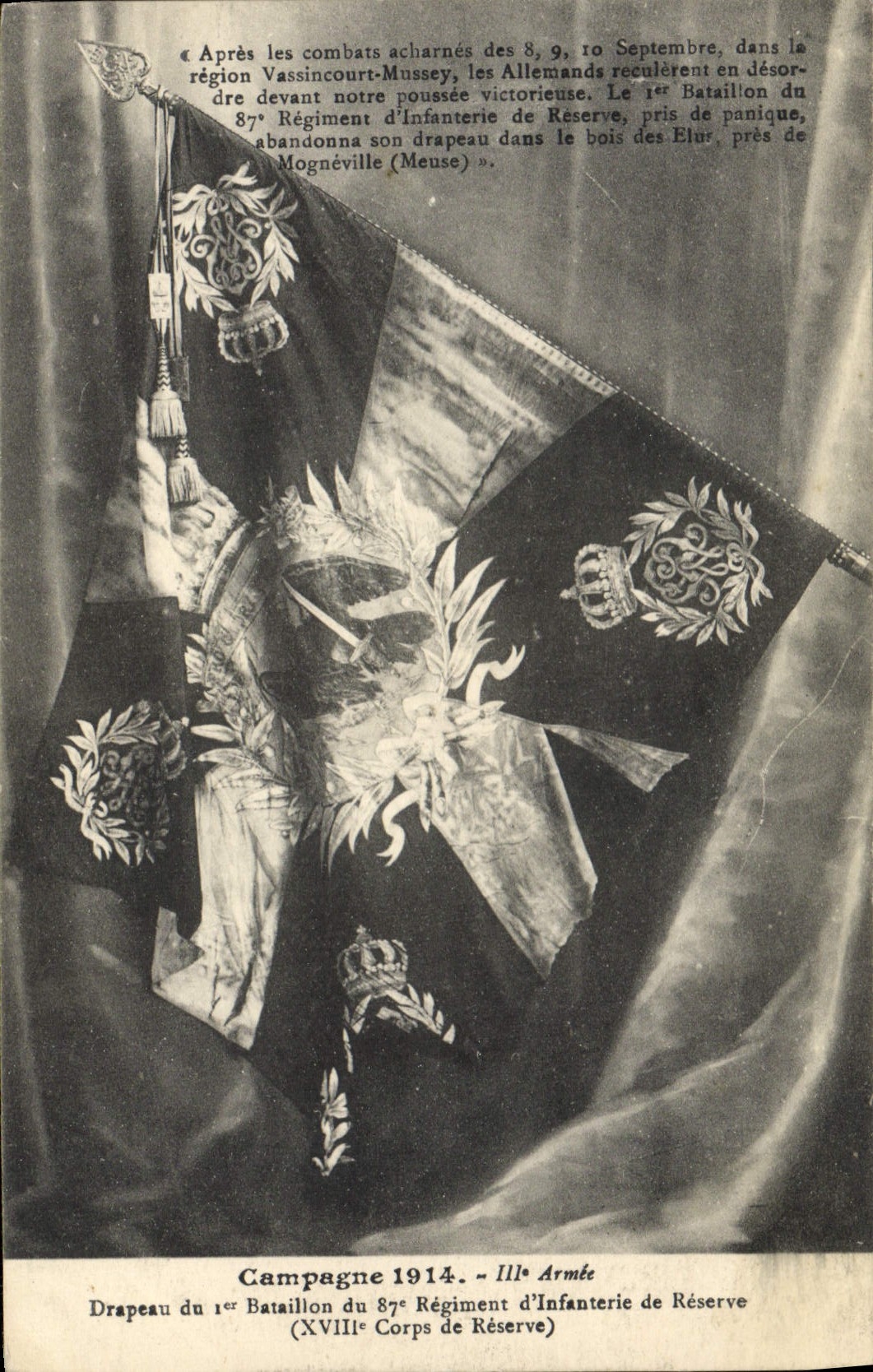 CPA Militaria Drapeau du 1er bataillon du 87eme regiment d'infanterie de Reserve 