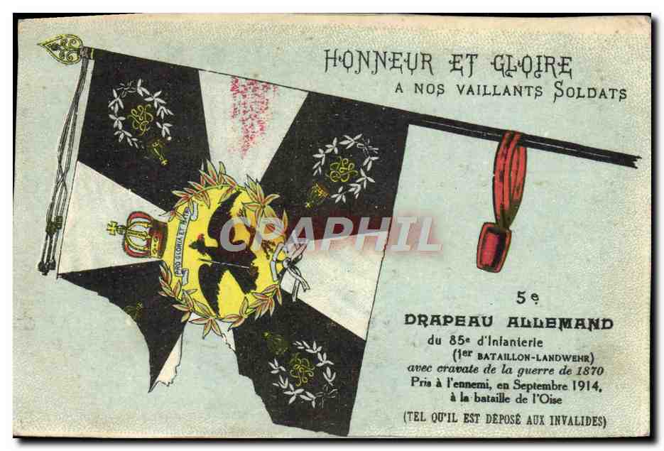 CPA Militaria 5eme drapeau allemand 85eme d'infanterie 1er bataillon Landwehr 