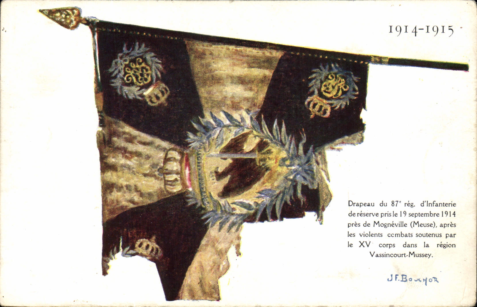 CPA Militaria Drapeau du 87eme regiment d'infanterie de reserve