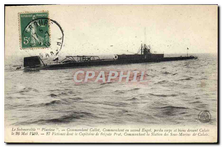 Le Submersible "Pluviose" — naufrage le 26 mai 1910 devant Calais — éditeur non visible