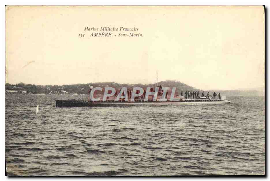 CPA Bateau Sous marin Sous-marin Ampere 