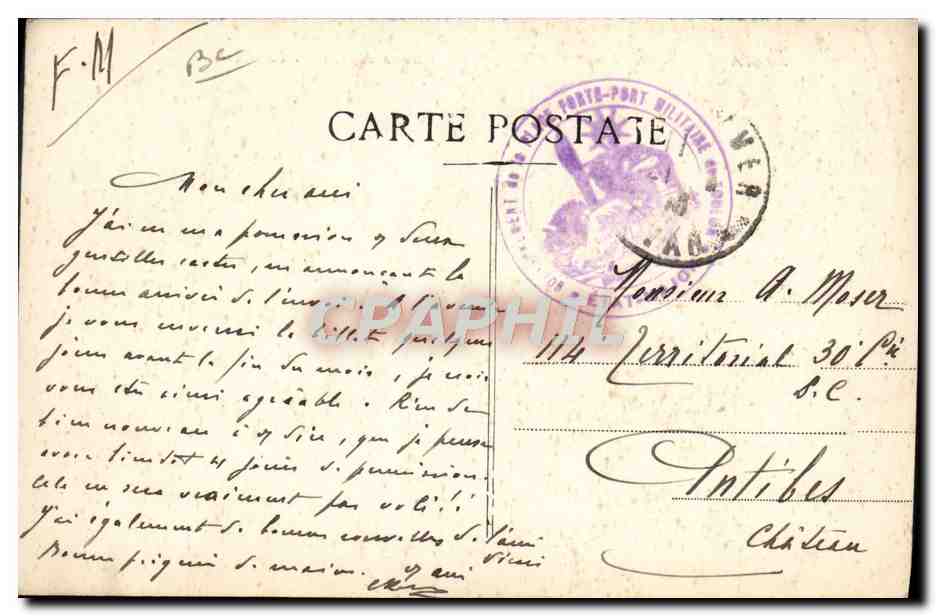Sous-Marin Cigogne — Marine Militaire Française — Antibes — Verso