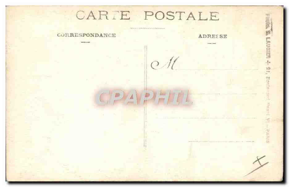 Submarino en el muelle — Pasajeros y personal — Editor: París, de Laugier, 21, boulevard Montparnasse, París VI — Reverso