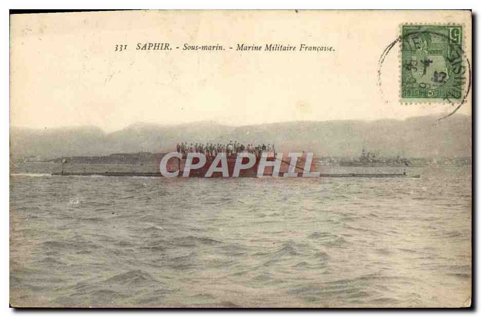 SAPHIR - Sous-marin - Marine Militaire Française — Éditeur : Établissements d'Impressions Phototypiques Marius Bar, Toulon, n° 331