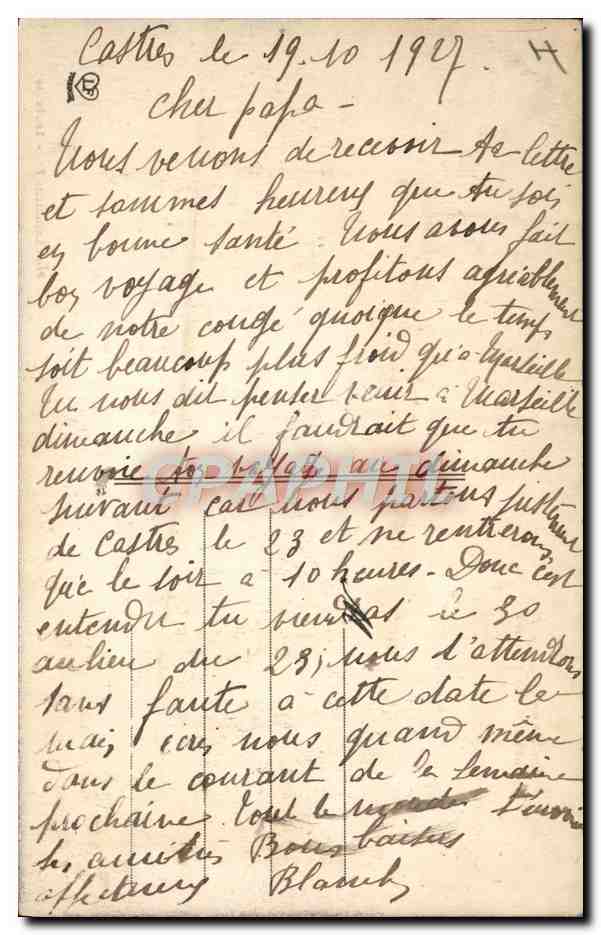 CPA Castres Le theatre  — Verso