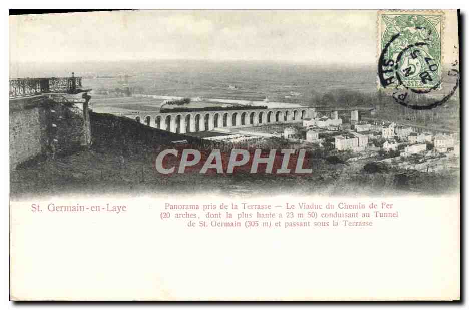 CPA St Germain en Laye Panorama pris de la terrasse le viaduc du chemin de fer
