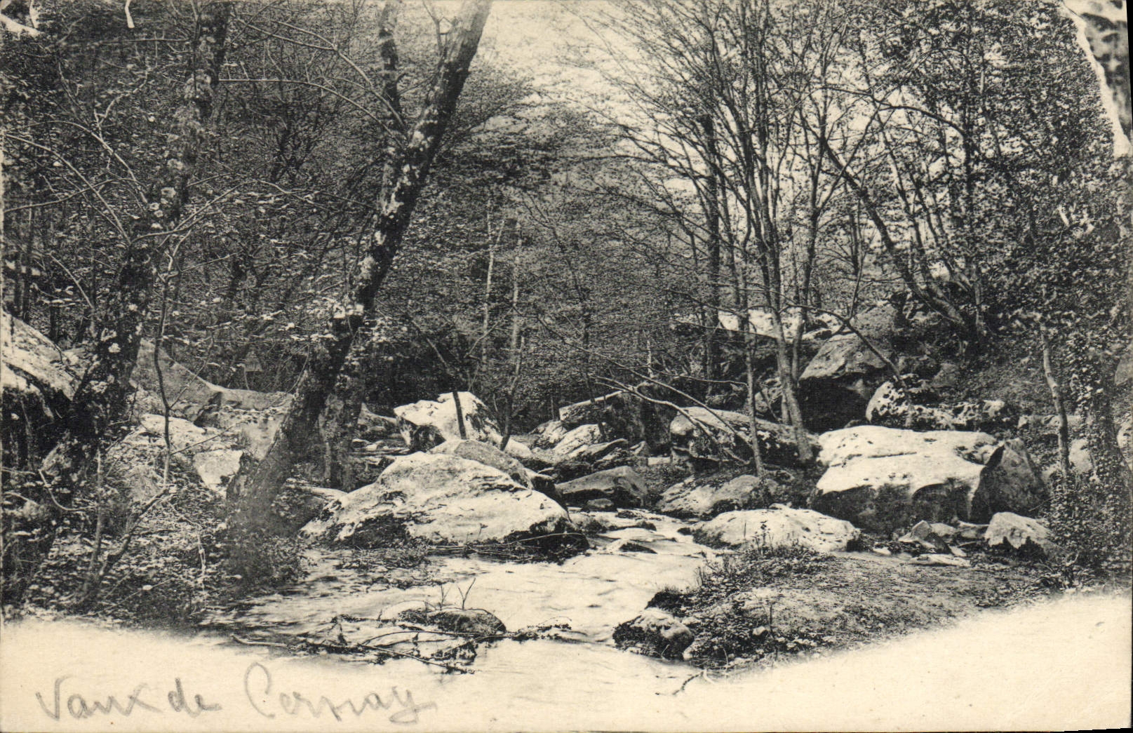 Vaux de Cernay — paysage forestier avec ruisseau — E. Malcuit, Paris, n°78