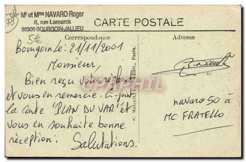 Vaux de Cernay — paysage forestier avec ruisseau — E. Malcuit, Paris, n°78 — Verso