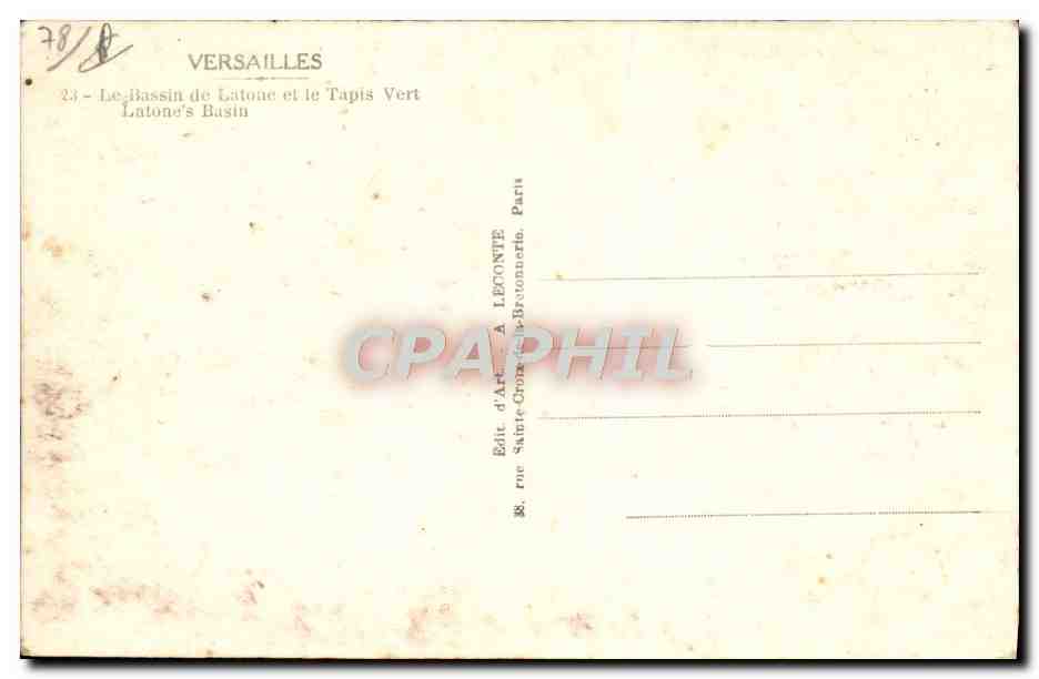 CPA Versailles Le bassin de Latone et le tapis vert  — Verso