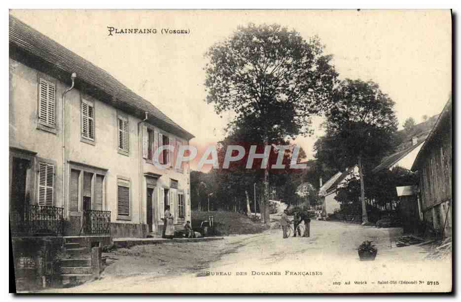 Plainfaing (Vosges) — Bureau des Douanes Françaises — imp. ad Weick — Saint-Étienne (Déposé) N° 3715