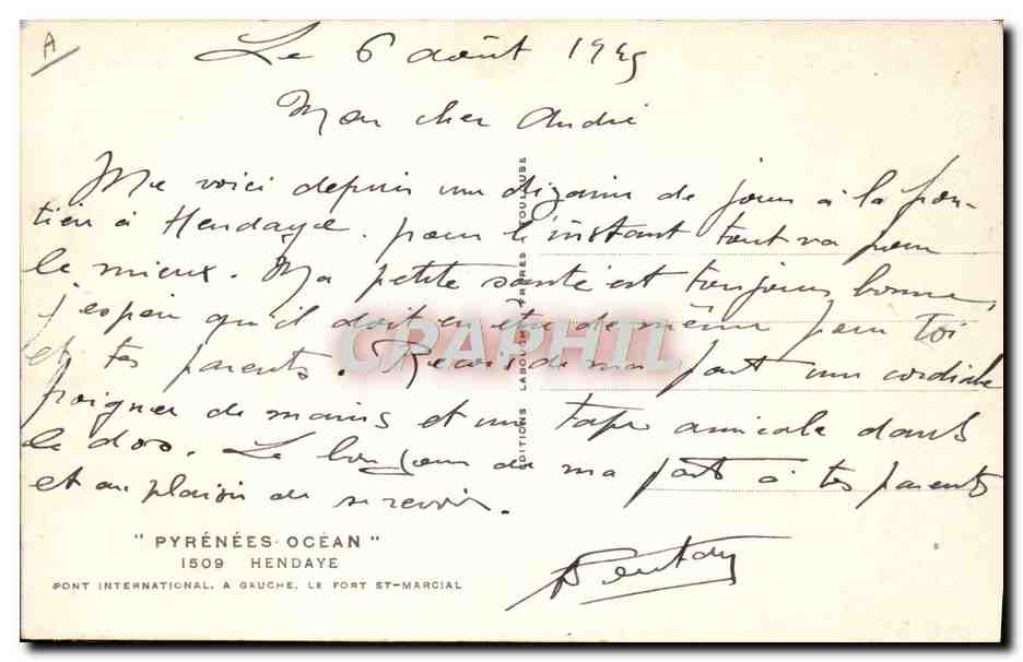 CPA Douanes Hendaye Pont international Le fort St Marcial — Verso