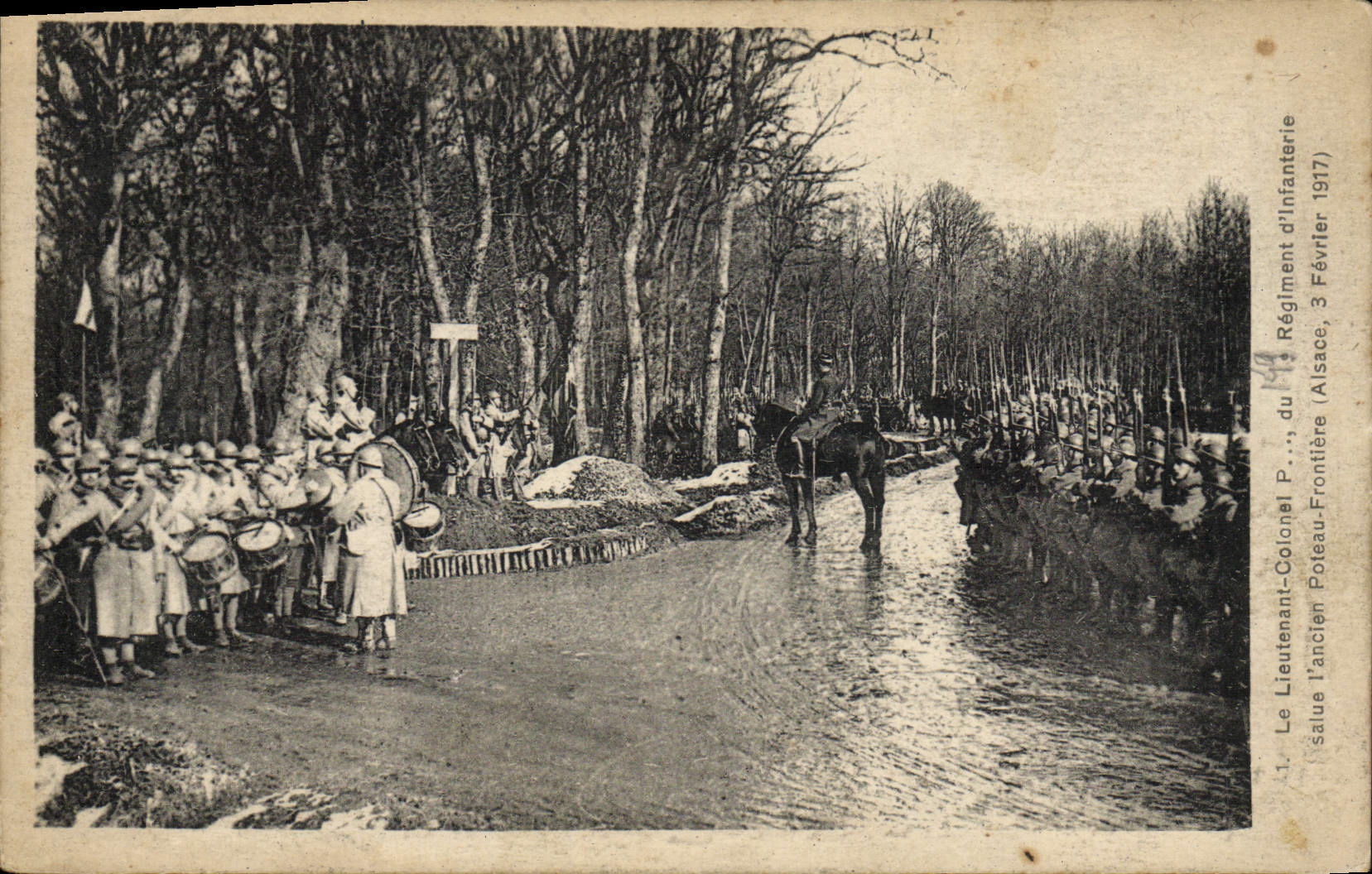 Régiment d'Infanterie Frontière — Le Lieutenant-Colonel Poteau à la tête d'un détachement — 3 Février 1917