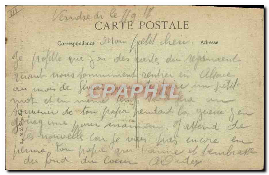 Régiment d'Infanterie Frontière — Le Lieutenant-Colonel Poteau à la tête d'un détachement — 3 Février 1917 — Achterkant