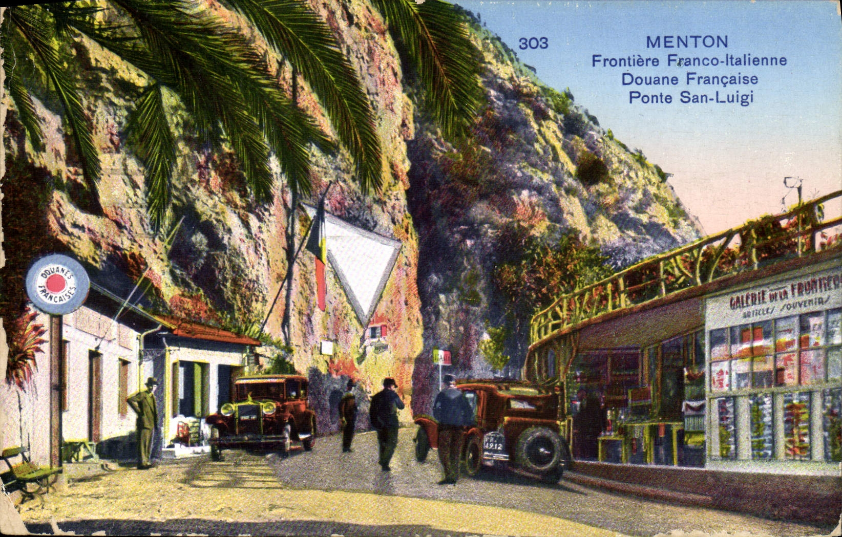 Menton — Frontière Franco-Italienne, Douane Française, Ponte San-Luigi — Éditeur inconnu, n° 303