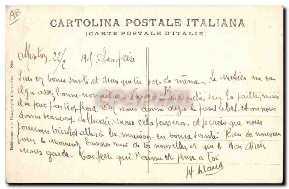 Pont-St-Louis — Frontière Française et Italienne — Edition Monetti — Verso