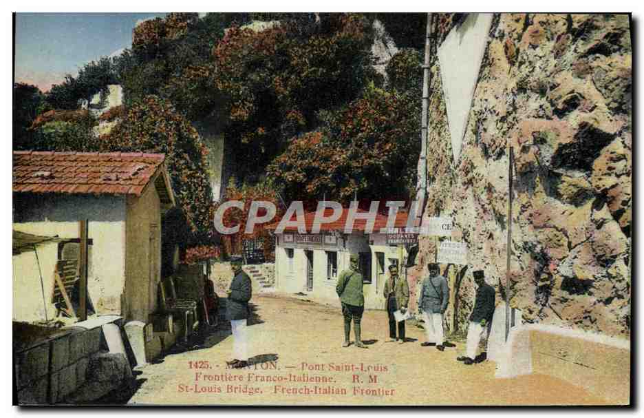 CPA Douanes Menton Pont Saint Louis Frontiere franco italienne
