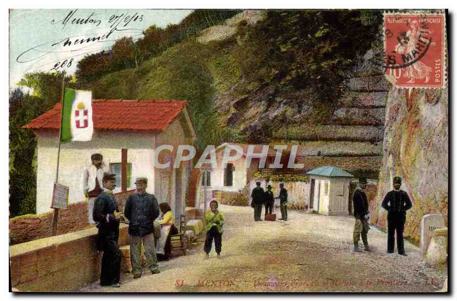 CPA Douanes Menton Douaniers et gendarmes a la frontiere